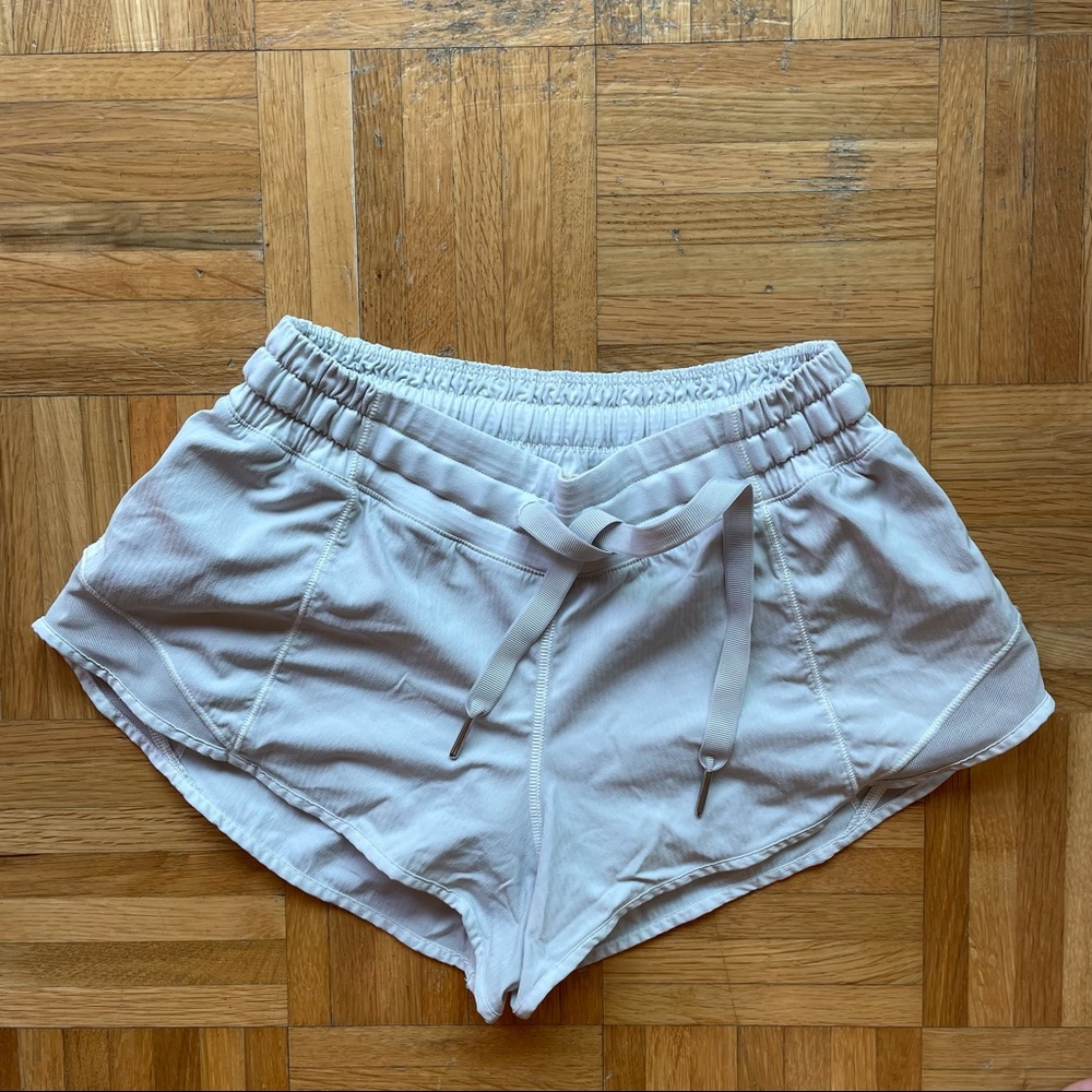 White lululemon running shorts